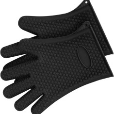 Manusa termorezistenta pentru Bucatarie si Gratar Koken, din Silicon Termic, Max 230°C, Negru - 2 x Manusi