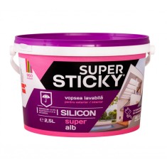 Vopsea lavabila exterior, Super Sticky, alba, 2.5 L