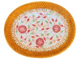 CENTRU DE MASA DECORATIV DIN CERAMICĂ SMĂLȚUITĂ ȘI &Icirc;MPLETITURĂ DIN FIBRE VEGETALE
