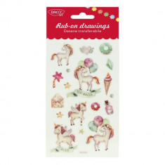 Abtibilduri DACO Transferabile, Model Unicorni, 18 Buc/Set, Multicolor, Autocolante cu Unicorni, Stickere Decorative, Stickere pentru Copii, Abtibildu