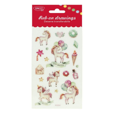 Abtibilduri DACO Transferabile, Model Unicorni, 18 Buc/Set, Multicolor, Autocolante cu Unicorni, Stickere Decorative, Stickere pentru Copii, Abtibildu foto