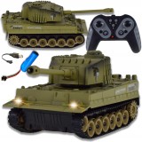 Tanc RC mare, controlat de la distanță, cu turelă rotativă, sunet și lumini