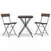 Set mobilier bistro pliabil, 3 piese, maro, poliratan