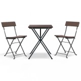Cumpara ieftin Set mobilier bistro pliabil, 3 piese, maro, poliratan