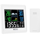 Statie meteo interior-exterior ECG, Senzor Extern Wireless, ecran LCD color, Ceas, Alarma, functie DST, IP44, telecomanda, indicator confort, Alb