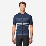 Tricou ciclism pe șosea vară Slim fit EDR 2 Dungi albastru Bărbați, Van Rysel