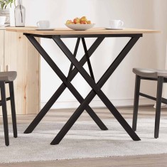 vidaXL Masă de bucătărie, cadru X, 90x90x75 cm lemn masiv pin și Oţel 3282696