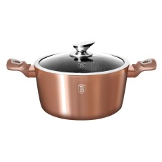 Oala marmorata cu capac 28 cm, 6 L ? Berlinger Haus BH 1516N, Rose Gold Metallic Line, antiaderenta, inductie foto