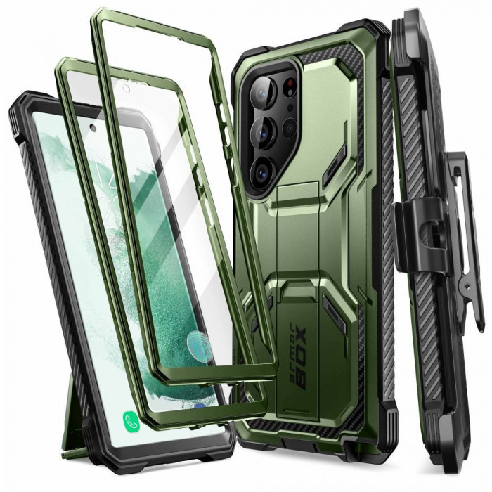 Husa Supcase Iblsn Armorbox si Clema Curea pentru Samsung Galaxy S23 Ultra Verde