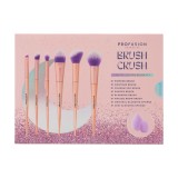 Set Brush Crush, 6 pensule de make-up 2 bureti machiaj, Profusion Cosmetics, 8 articole