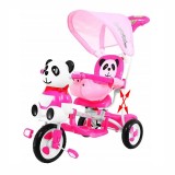 Cumpara ieftin Tricicleta copii 2 in 1, suport picioare detasabil, spatiu depozitare, Panda roz, RESIGILAT