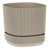 Ghiveci pentru Flori cu farfurie incorporata, design dreptunghiular, Bej, Capacitate 4.6 l, 21x21x19