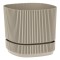 Ghiveci pentru Flori cu farfurie incorporata, design dreptunghiular, Bej, Capacitate 2.3 l, 17x17x15