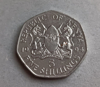 M3 C50 - Moneda foarte veche - Kenya - 5 shillings - 1994 foto