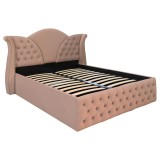 Pat Matrimonial Laura tapitat cu somiera rabatabila diverse dimensiuni, culoare Capucino - 180x200