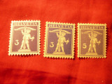 3 Timbre Elvetia 1924 uzuale Tell + 1 val. 1907 Tell