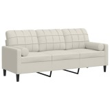 Cumpara ieftin Canapea cu 3 locuri cu pernute, crem, 180 cm, catifea