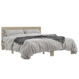 VidaXL Cadru de pat, stejar sonoma, 150x200cm, lemn prelucrat și metal 3280143