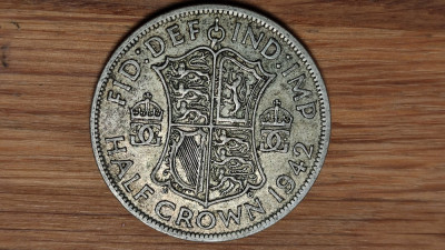 Anglia / Marea Britanie - moneda argint - 1/2 half crown 1942 -Impecabila ! foto