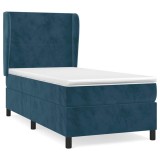 Cumpara ieftin Pat box spring cu saltea, albastru inchis, 80x200 cm, catifea