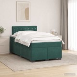 Cumpara ieftin Pat boxspring cu saltea Verde inchis 120 x 200 cm Catifea