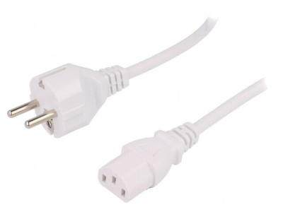 Cablu Alimentare Alb 1.8m 3x0.75mm2 CEE 7/7 la IEC C13 foto