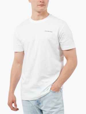 Tricou barbati cu imprimeu cu logo pe spate, J30J325679, Regular fit, Alb, XL foto