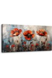 Mare p&acirc;nză de perie estetică - imprimare florală roșie pe p&acirc;nză 50.8 x 101.6 cm