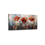 Mare p&acirc;nză de perie estetică - imprimare florală roșie pe p&acirc;nză 50.8 x 101.6 cm