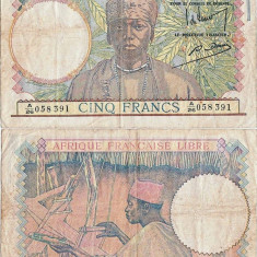 1941, 5 francs (P-6) - Africa Ecuatorială Franceză!