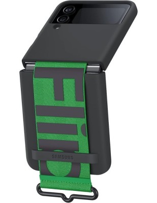 Husa EF-GF721TBE Samsung Silicone Cover with Strap for Galaxy Z Flip 4 Black foto
