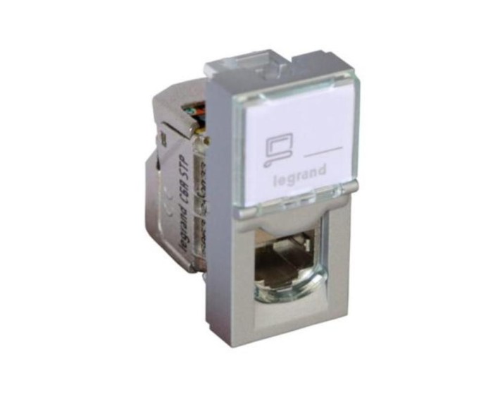 Priza Date RJ45 CAT6A STP 1M Legrand Mosaic aluminiu 079473