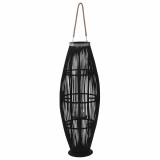 vidaXL Suport felinar lum&acirc;nări suspendat, negru, 95 cm, bambus 246812