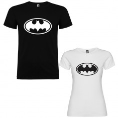 Set 2 Tricouri cuplu Batman, negru+alb foto