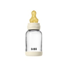 Set complet biberon din sticla anticolici cu tetina din latex flux lent Ivory, 120ml, Bibs