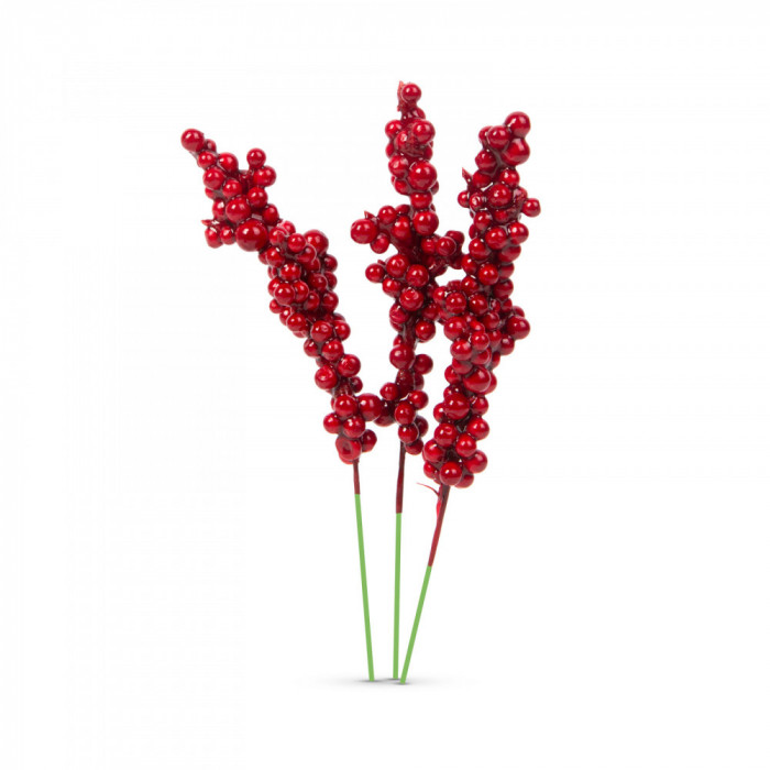 Decor de Craciun &ndash; fructe de padure rosii &ndash; 8 cm &ndash; 6 buc/pachet