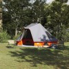 vidaXL Cort de familie Tipi, Gri/Portocaliu, 466x310x240 cm. Impermeabil, pentru Camping &amp; Outdoor, Montaj Rapid si Usor.