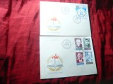 2 FDC Romania - Aniversari 1986 - Personalitati seria 4 val si UNESCO 1 val