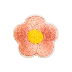 Aplicatie termoadeziva brodata, 30 mm, floare Piersica
