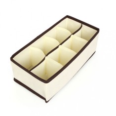 Cutie depozitare lenjerie, sutiene, &Egrave;osete, 8 compartimente, p&Atilde;&cent;nz&Auml; oxford, design pliabil, 32x16x10 cm, bej