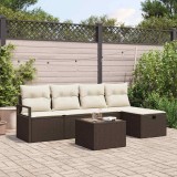 Cumpara ieftin Set de canapele pentru grădină cu pernă 6 pcs Maro Rattan poli