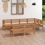 Set mobilier de grădină, 7 piese, maro miere, lemn masiv de pin