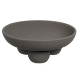 Platou Decorativ Rotund din Ceramică, Gri Mat, cu 3 Picioare, &Oslash;23 x 8,5 cm, CMCLASS