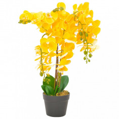 Planta artificiala orhidee cu ghiveci, galben, 60 cm foto