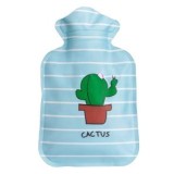Pernă cu apă caldă, 300 ml, Bleu cu model cactus, CMCLASS