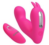 Vibrator Dubla Stimulare Josephine Remote Control 12 Moduri Vibratii Silicon USB Roz