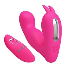 Vibrator Dubla Stimulare Josephine Remote Control 12 Moduri Vibratii Silicon USB Roz