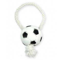 Jucarie din vinil pentru ca?ei - minge de fotbal pe franghie, 7 x 26cm foto