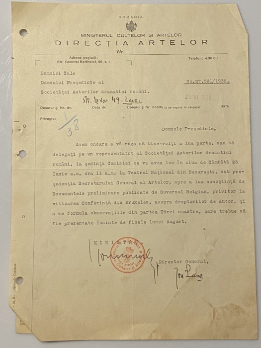 Ion Minulescu - document vechi - semnatura olografa