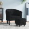 vidaXL Fotoliu tip cuvă cu taburet, negru, catifea 356479